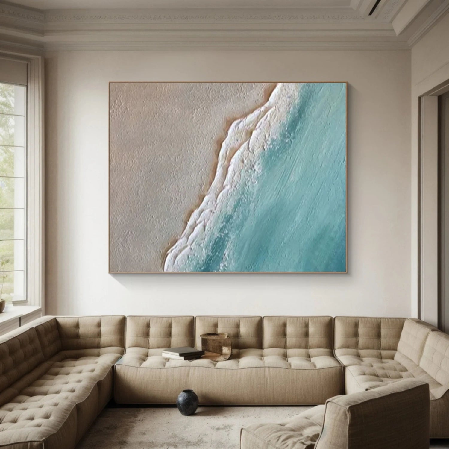 3D Textured Coastal Art | Ocean Wave and Sand Abstract Painting #JJ 160