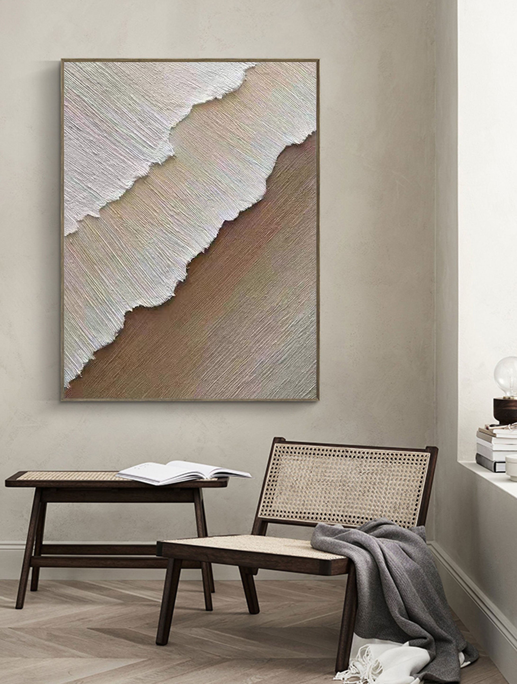 Oversized Neutral Canvas Wall Art Textured Painting for Home Decor #ZZ 063
