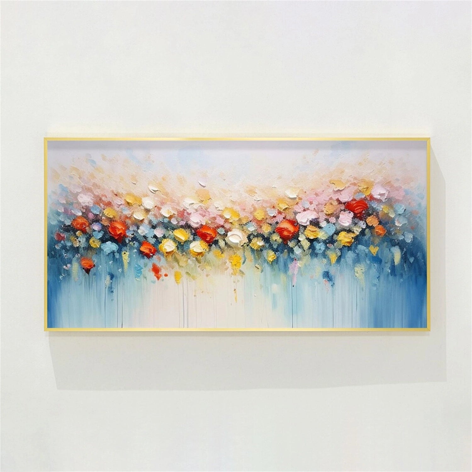 Statement Wall Art Hand - Painted Oil Painting with Bold Floral Patterns #JJ 342