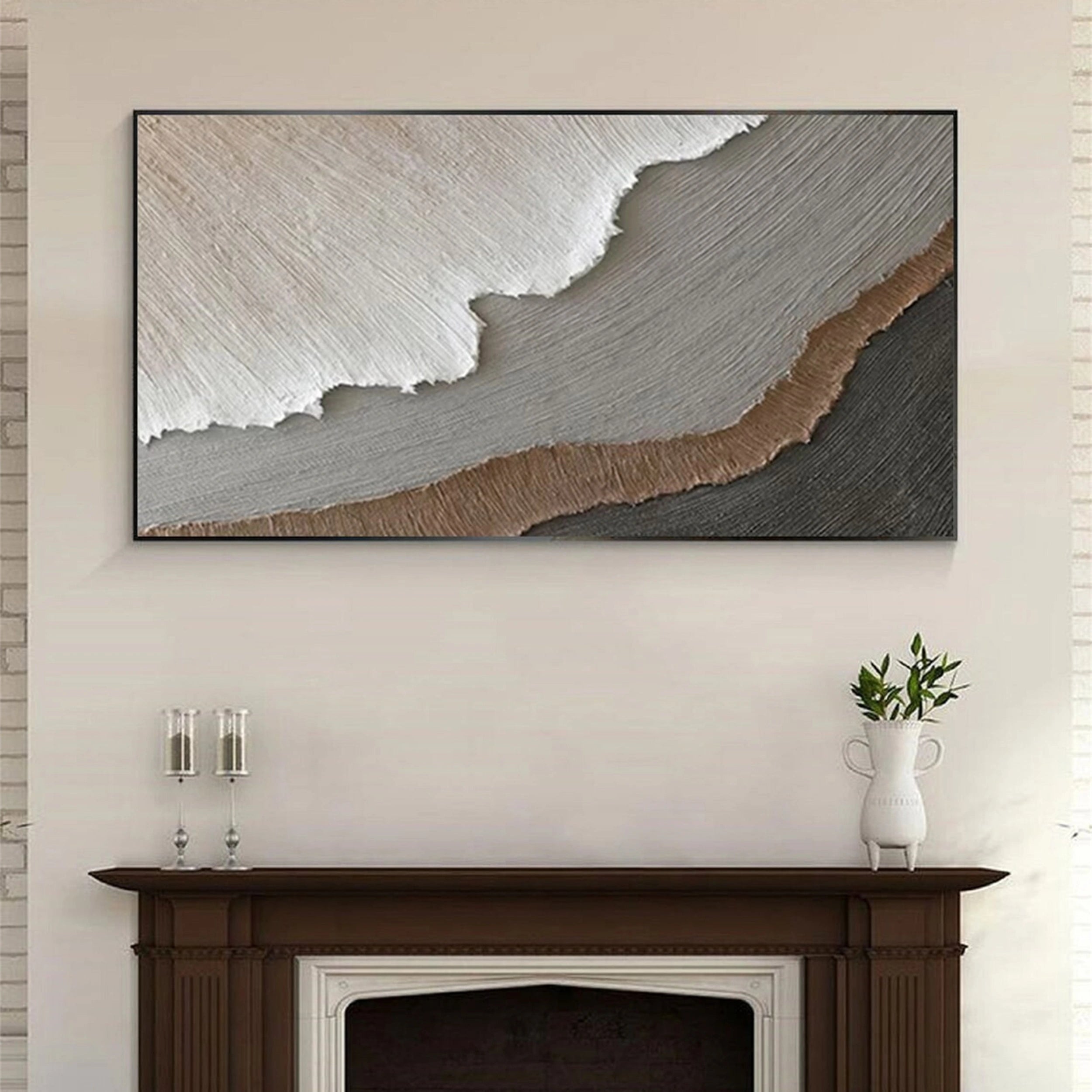 Large Neutral Tone Textured Abstract Wall Art - Ocean Painting #JJ 240