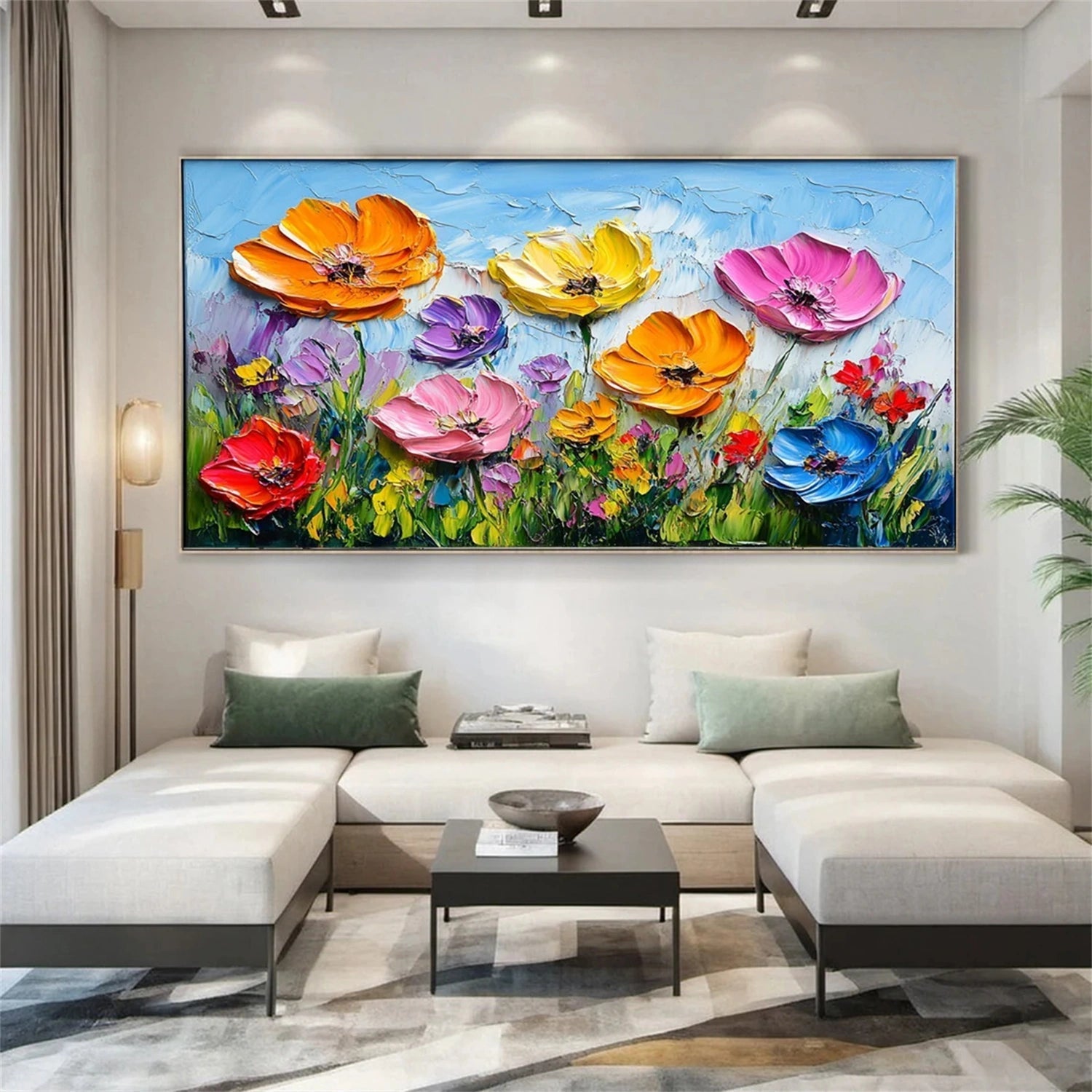 Large - Scale Hand - Painted Oil Painting: Floral Delight for Your Walls #JJ 344