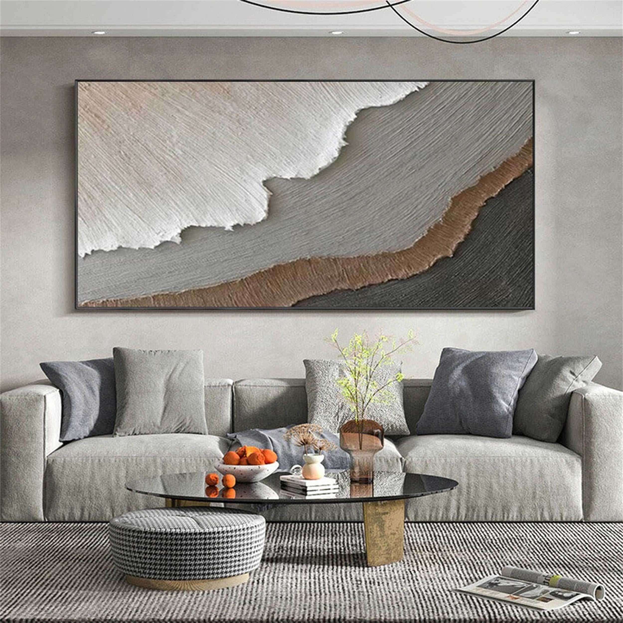 Large Neutral Tone Textured Abstract Wall Art - Ocean Painting #JJ 240