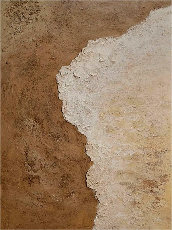 Wabi Sabi Wall Art | Beige and White Abstract Coastal Painting #TC 238