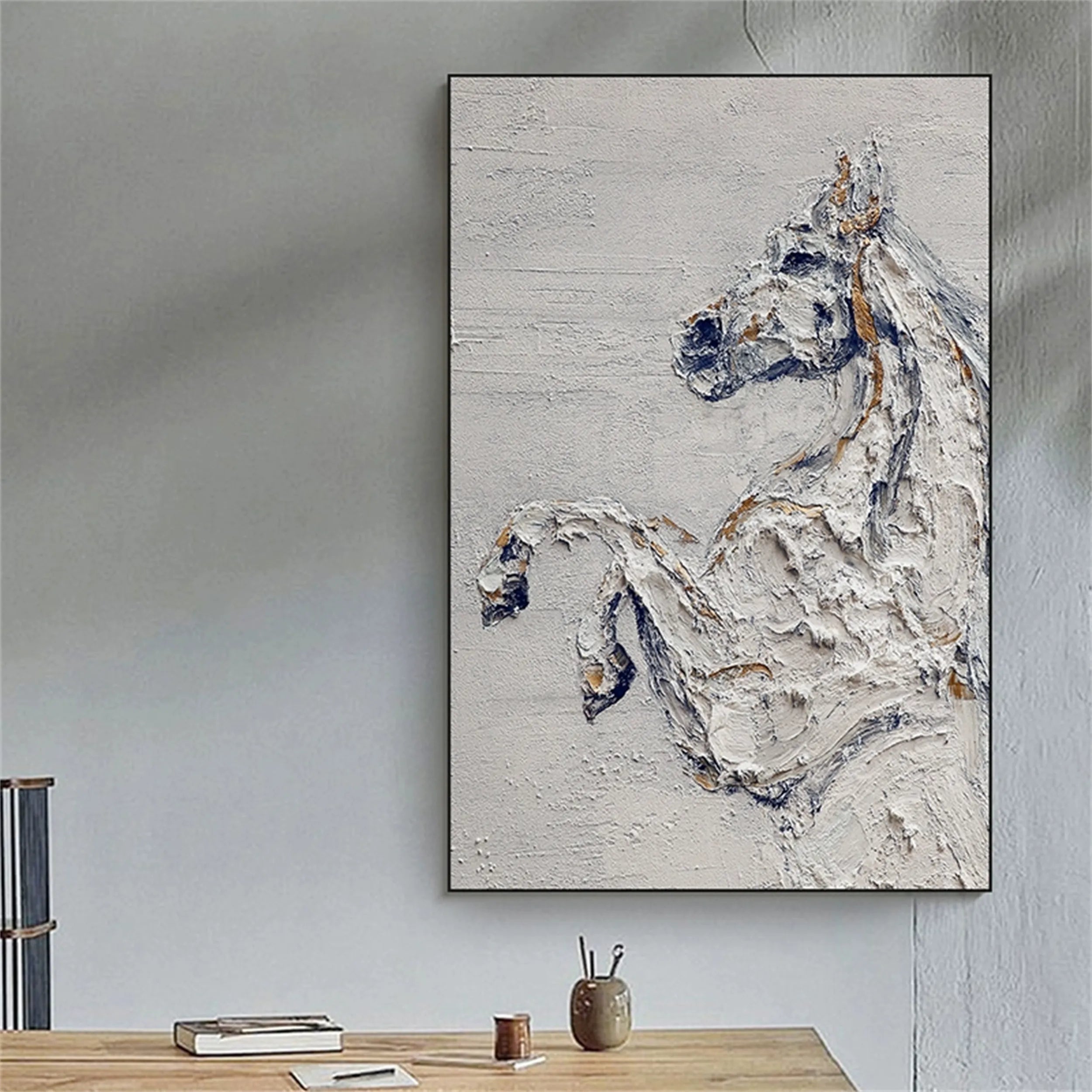 Handmade Tranquil Horse Art | Large Textured Animal Painting #ZZ 016