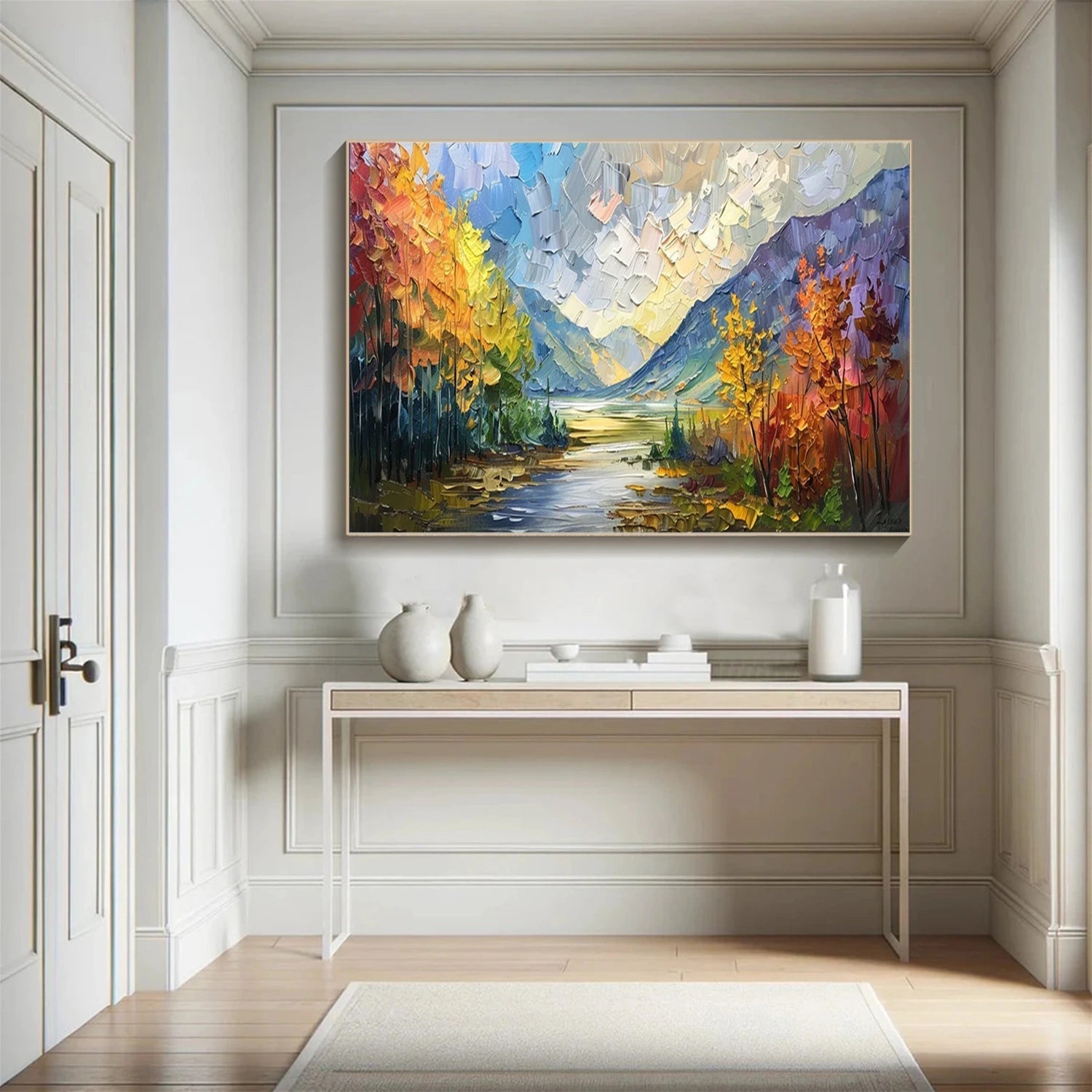 Living Room Wall Decor Mountain View | Colorful Oil Painting #JJ 318