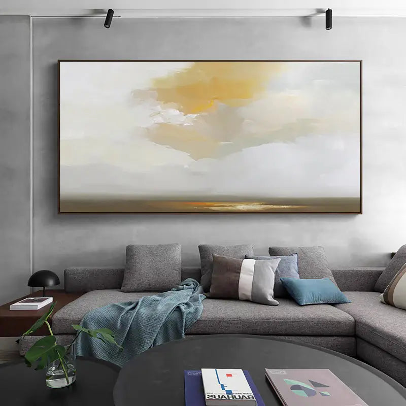 Earth Tone Horizon Abstract Wall Art-Modern Landscape Painting Canvas #JJ 263