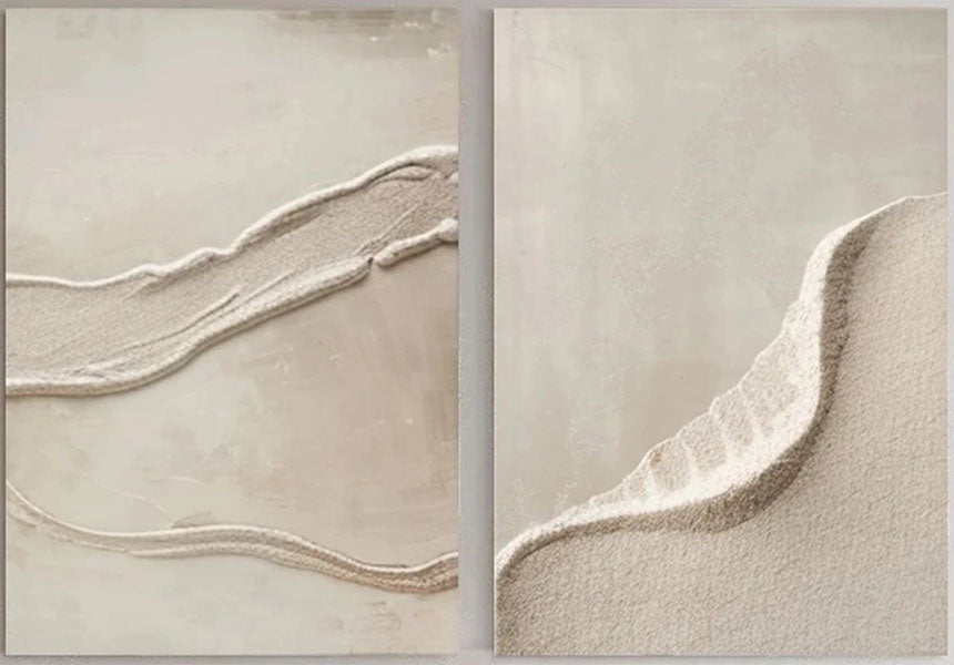 Serene Beige & White Art - Textured Abstract Wall Decor #JJ 195