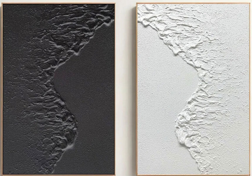 Black and White Seascape Art Set- Abstract Art Wall Decor #JJ 217