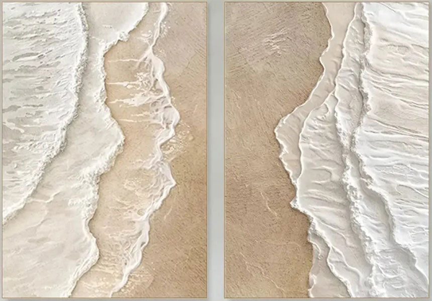 Beige Coast Texture Set - Calming Neutral Art Wall Decor #JJ 199