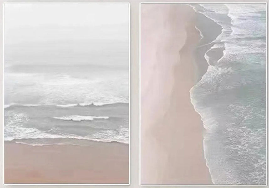 Soft Tone Abstract Seascape Art Set- Neutral Art Wall Decor #JJ 216