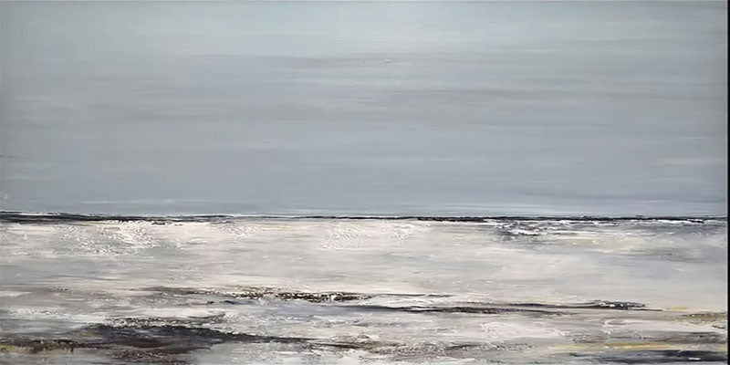 Large Horizontal Wall Art Abstract Ocean & Beach Canvas #JJ 271