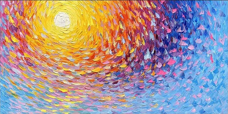 Light Burst Abstract Oil Painting - Vibrant Swirling Colors #JJ 034