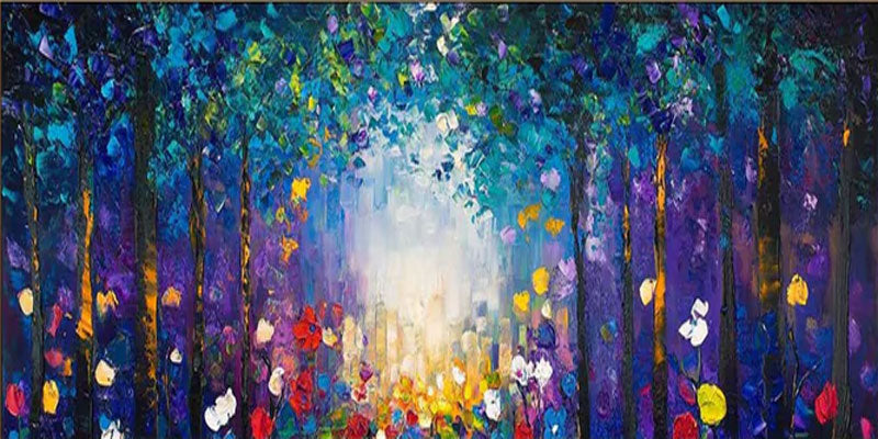 Impressionist Forest Floral Oil Painting - Vibrant Nature Art #TB 018