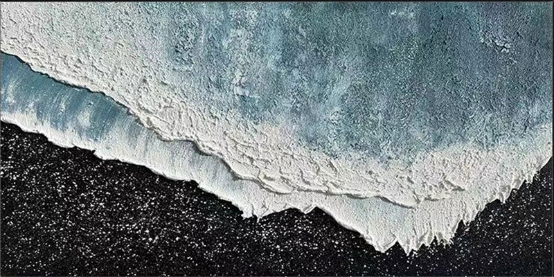Handmade Sea Foam Wall Decor- Abstract Ocean & Beach Textured Canvas #JJ 270