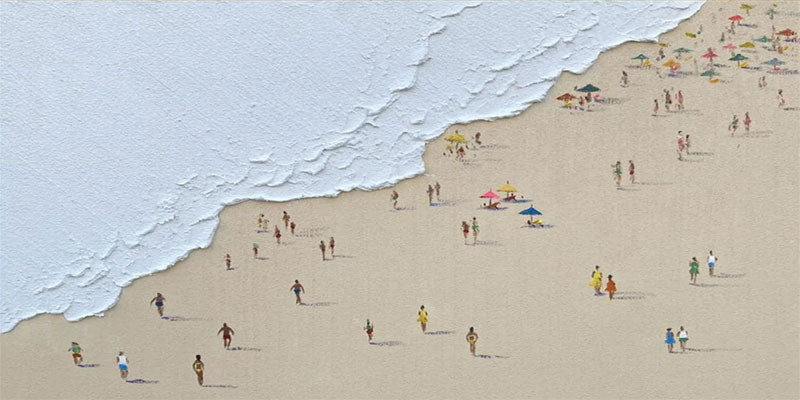 Textured Coastal People – Abstract Beach Vibe Wall Painting #JJ 235