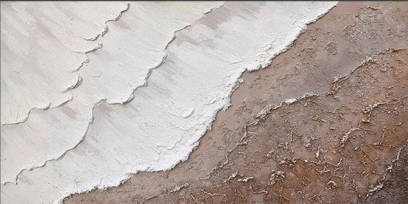Large Beige White Textured Wave Art - Ocean Painting #JJ 239