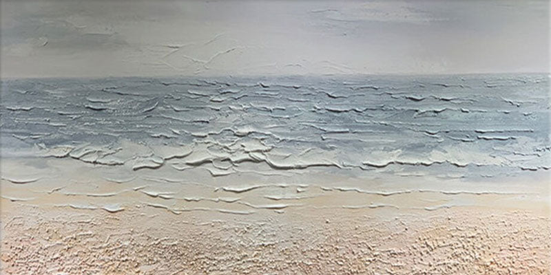Calm Seascape Textured Abstract Oil Painting - Beach Art #JJ 032