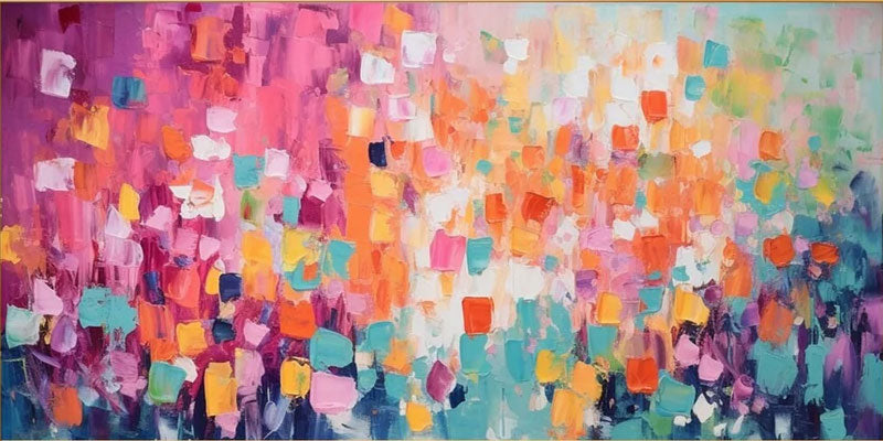 Colorful Abstract Block Oil Painting - Vibrant Modern Art #JJ 030