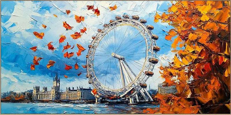 London Eye Themed Oil Painting - Modern Cityscape Art #TB 058