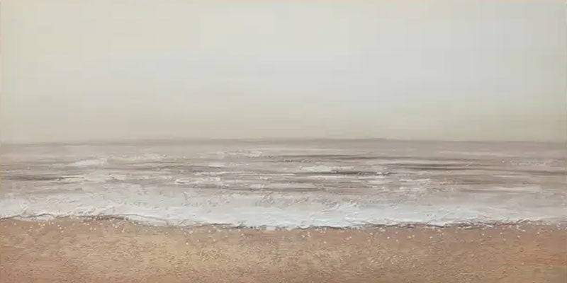 Neutral Coastal Horizon Art | Textured Sand & Wave Abstract Painting #JJ 158