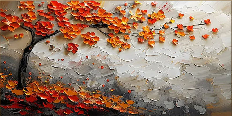 Textured Floral Tree Art Painting #TB 019