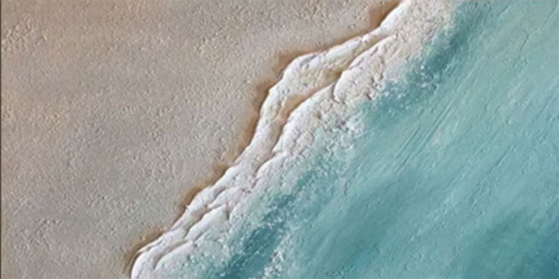 3D Textured Coastal Art | Ocean Wave and Sand Abstract Painting #JJ 160