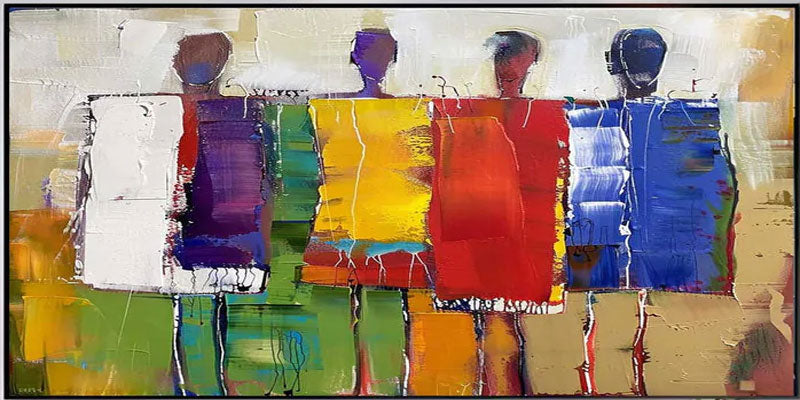 Modern Abstract Figures Oil Painting - Colorful Group Art #JJ 049