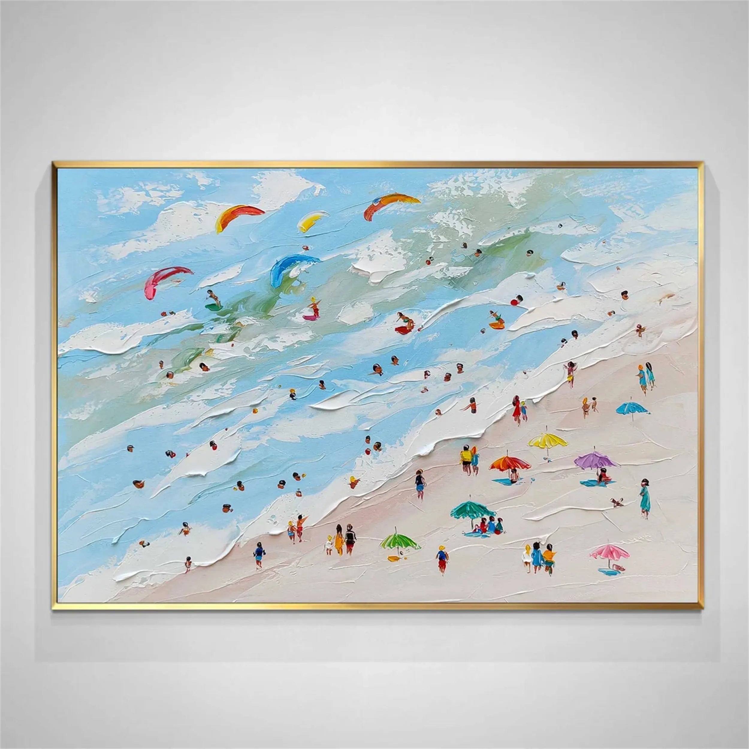 Large Wall Art Happy Coast 3D Textured Surf Summer Sea Art #JJ 236