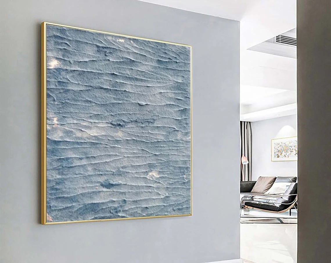 Ocean Wave Textured Abstract Painting - Coastal Wall Art #TC 089