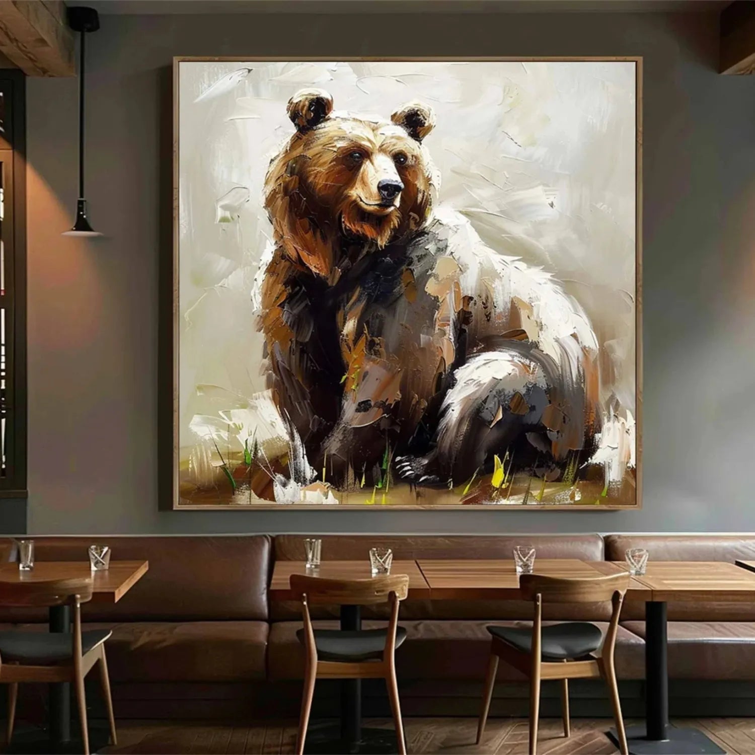 Abstract Bear Portrait: Large Contemporary Wildlife Wall Art #ZZ 027