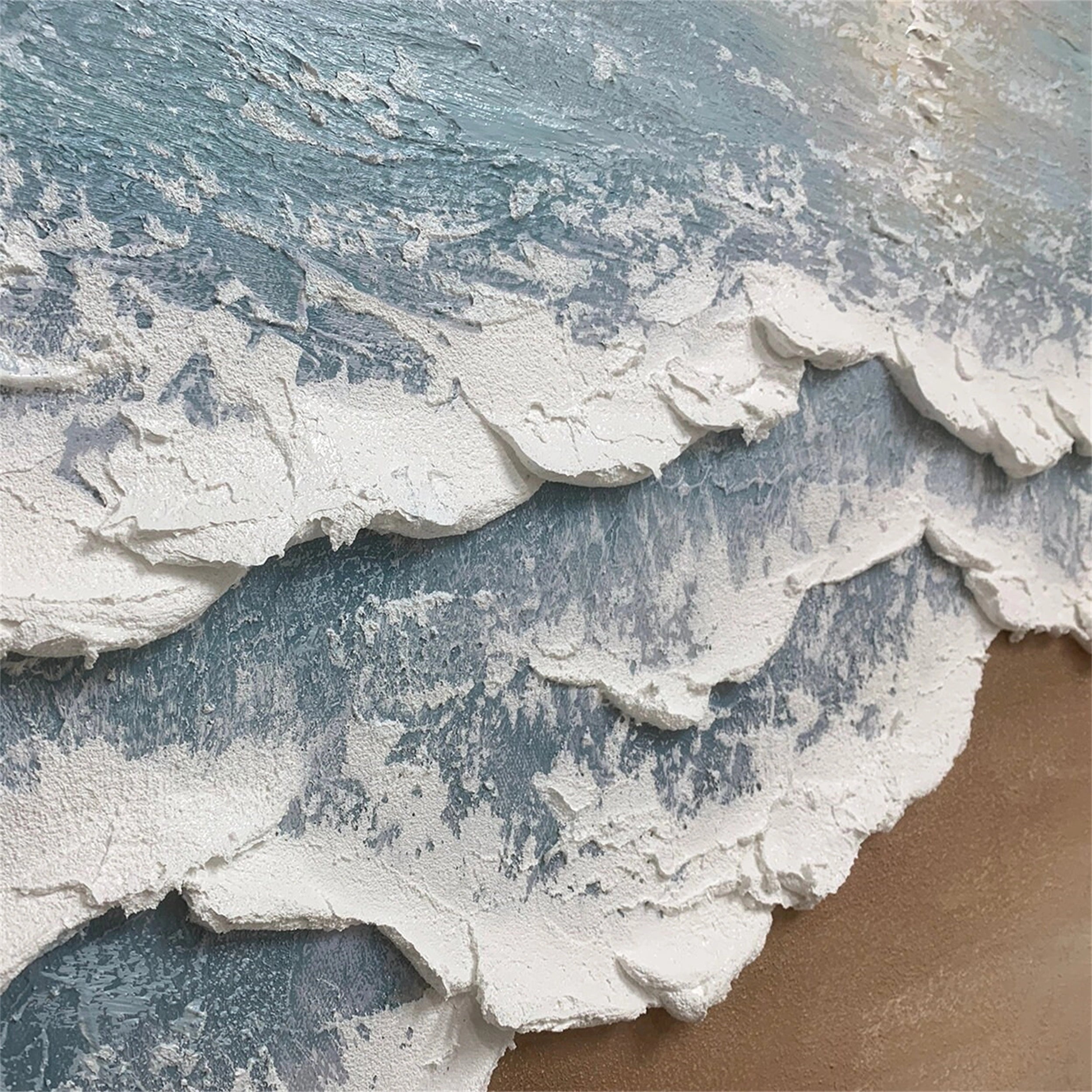 Large Textured Ocean Canvas Art: Pastel Coastal View #ZZ 039