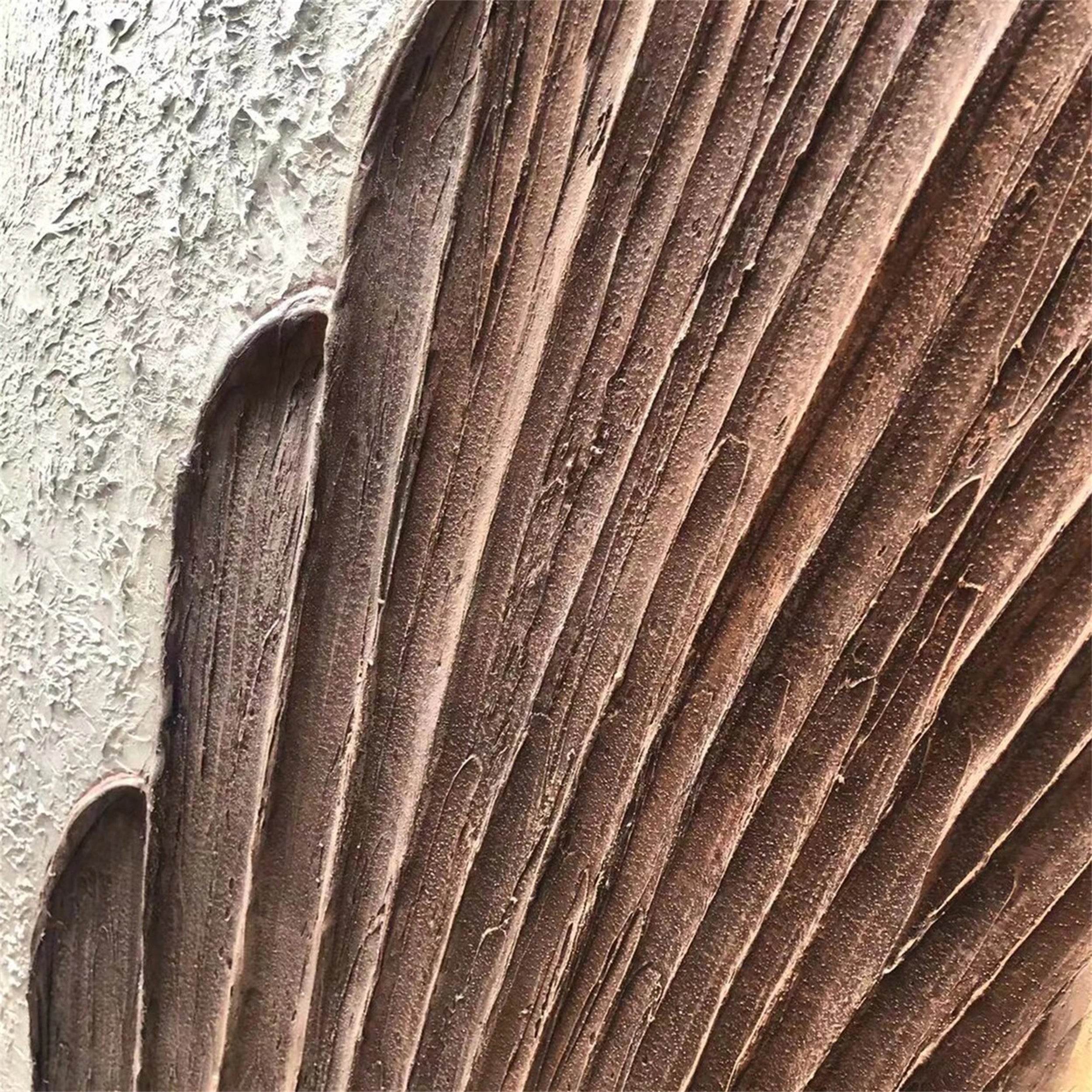 Earthbound Tide – Neutral Abstract Shoreline Painting Home Decor #JJ 259