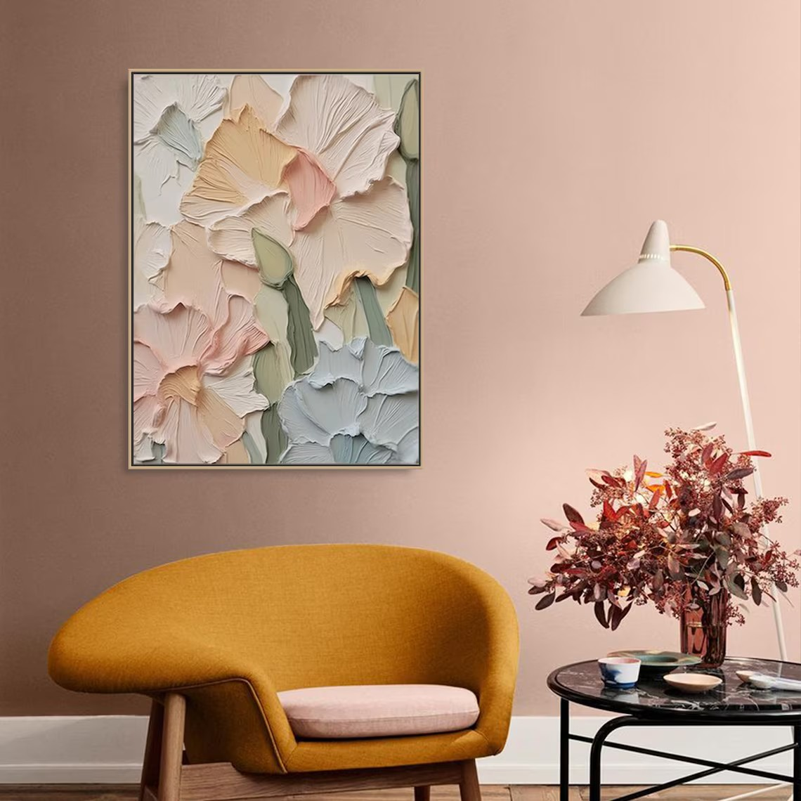 3D Floral Wall Art | Textured Canvas Painting #TC 101