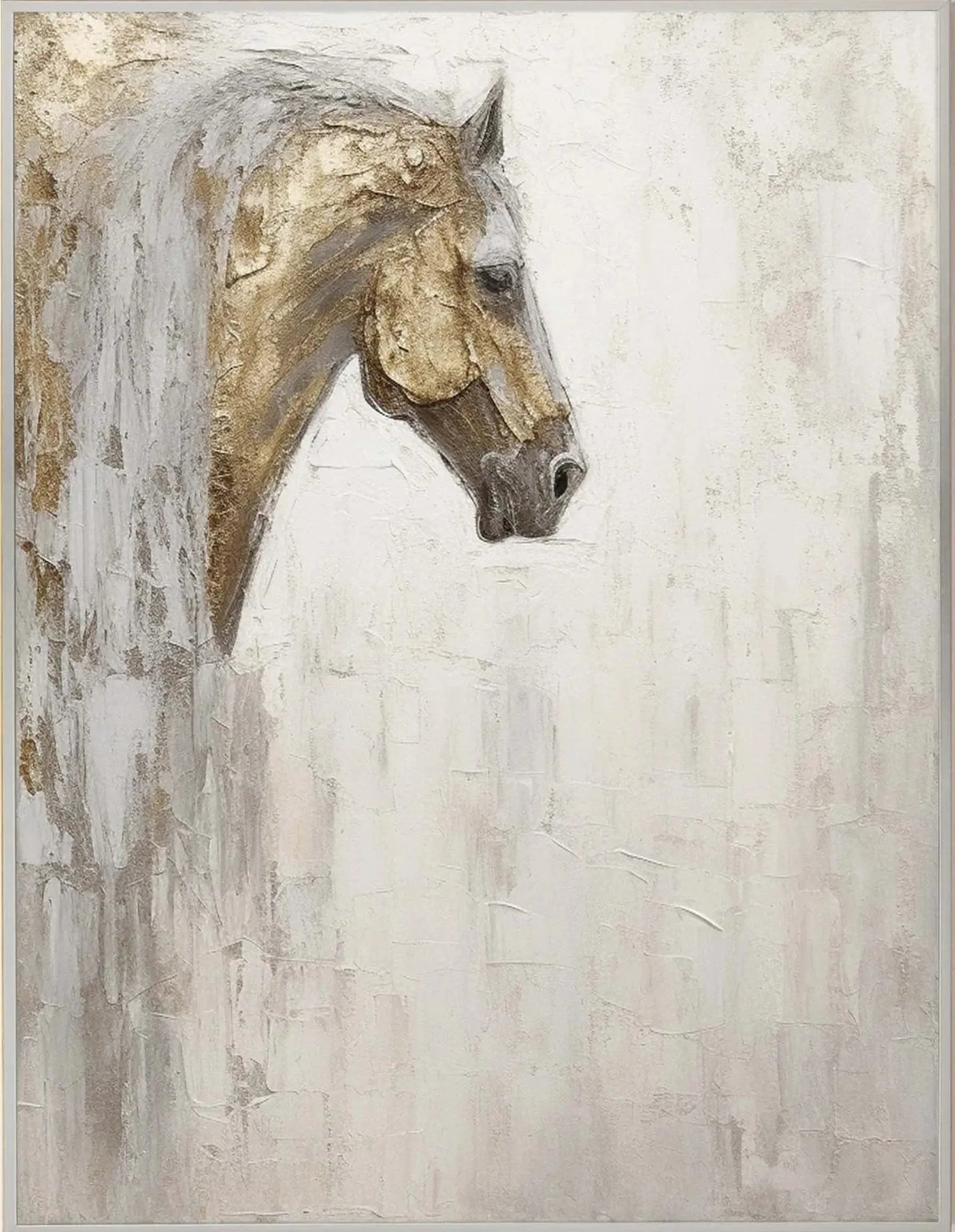 Textured Horse Portrait Oil Painting | Large Equine Wall Art #ZZ 015