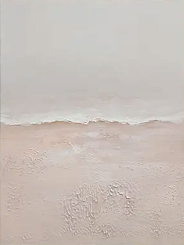 Beige and White Textured Abstract Oil Painting - Modern Minimalist Art #JJ 154