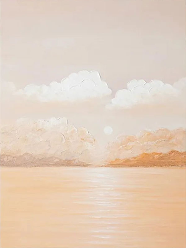 Tranquil Cloud and Sea Wall Art – Hand-Painted on Canvas #JJ 142