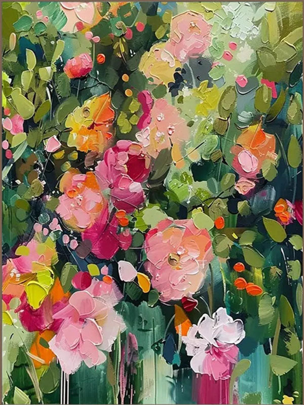 Colorful Impasto Flower Painting | Abstract Art Room Decor #JJ 310