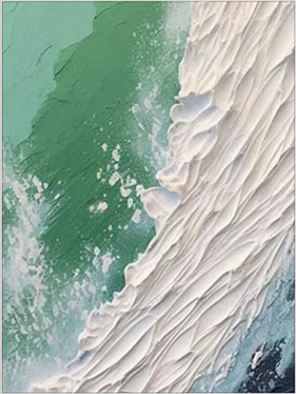 Emerald Surf Abstract Wall Art – Textured Ocean Canvas #JJ 228