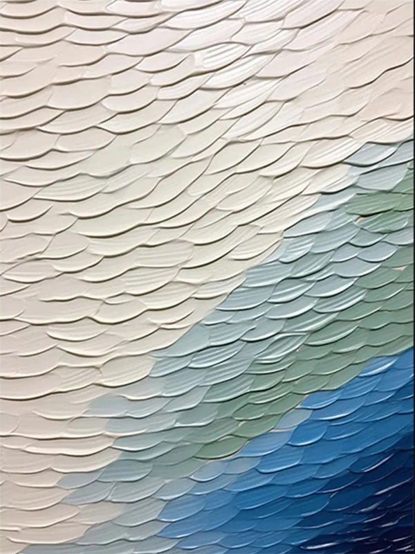 Unique White Blue Green Textured Abstract - Modern Serene Art Gift #JJ 128