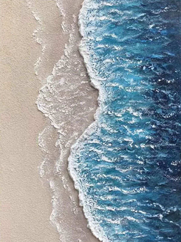 Textured Blue & Beige Beach Art∣Coastal Painting #TC 165