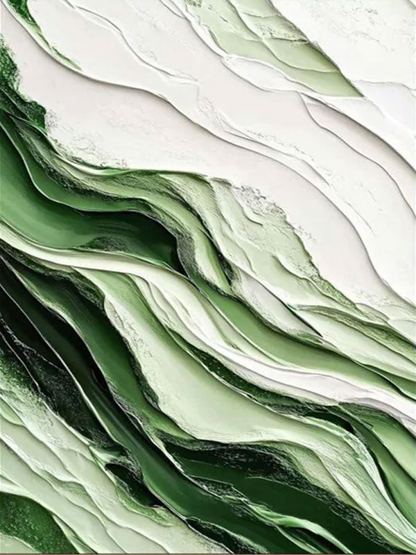 Textured Green Abstract Canvas Art #TB 021