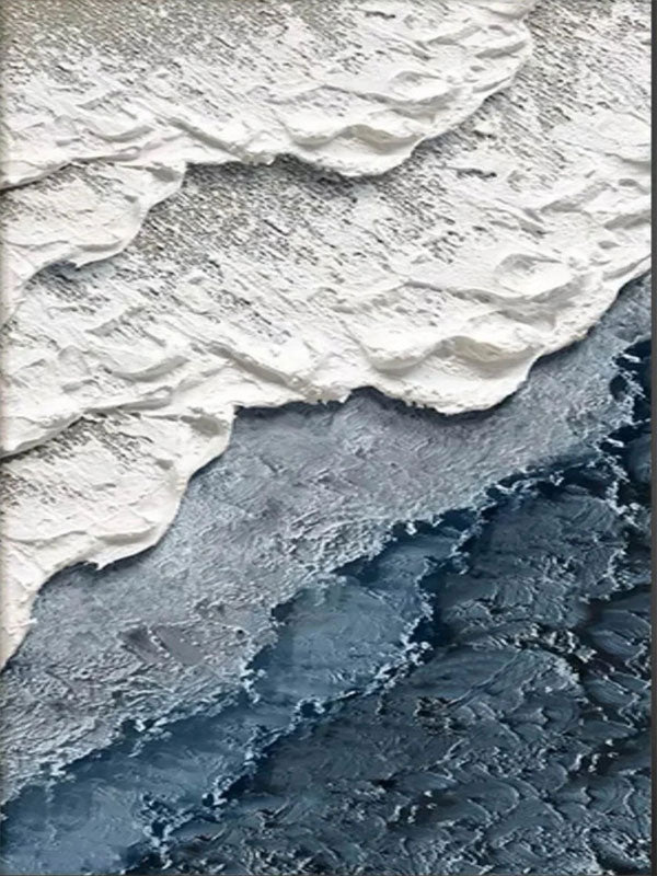 Textured Beach Abstract Oil Painting - Modern Serene Art Wall Art Canvas #JJ 140