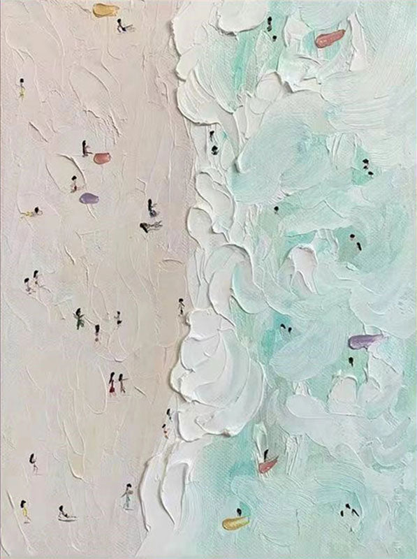 Beach Painting for Living Room | Textured Ocean Abstract Wall Art #JJ 227