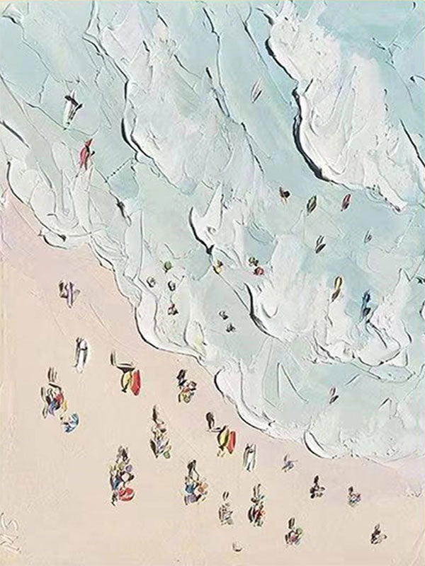 Colorful Beach Scene Abstract Painting - Modern Vibrant Art #JJ 132