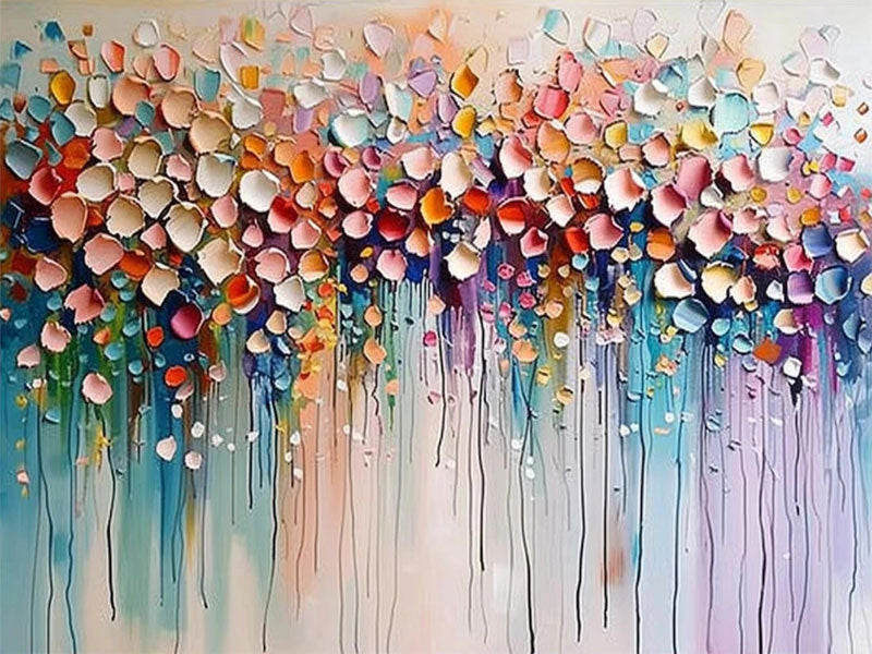 Artistic Living Room Decor: Hand - Painted Floral Oil Painting for Sale #JJ 343