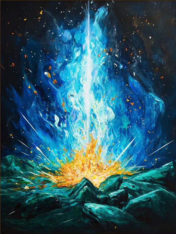 Energy Burst Abstract Oil Painting, Modern Flame Art Wall Decor #TB 049