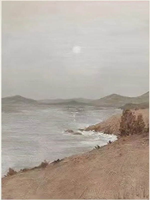 Hand-Painted Ocean Wave Wall Art | Hazy Beach Serene Coastal #JJ 219