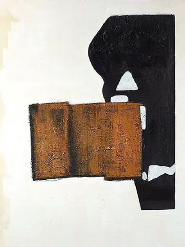 Black Brown White Abstract Oil Painting, Modern Minimalist Art #TB 037