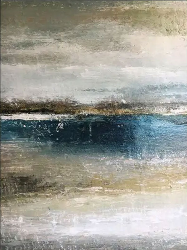 Peaceful Coastal Painting – Wabi Sabi Beach Scene Wall Art #JJ 286