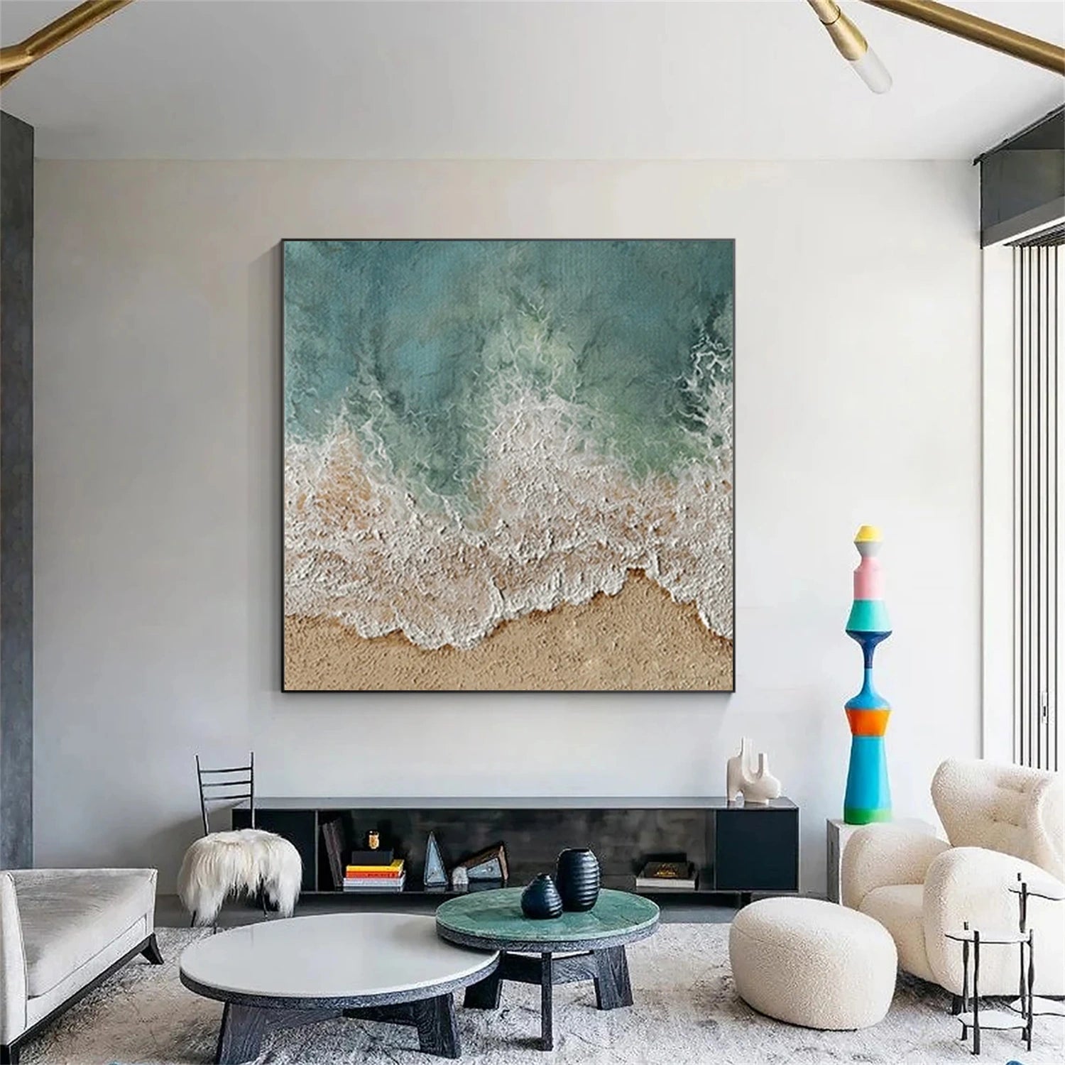 Textured Ocean Abstract Art | Coastal Beach Painting #JJ 139